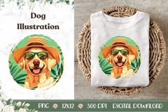 Tropical Labrador Dog Illustration, Summer Labrador Dog PNG Product Image 1