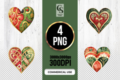 Watercolor Boho Heart Clipart PNG Product Image 1