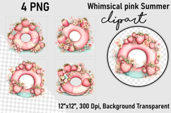 Whimsical pink Summer clipart PNG, Summer clipart Product Image 1