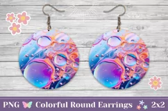 Colorful Round Earrings PNG, Neon Round Earring Template Product Image 1