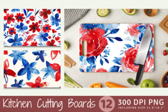 Patriotic Watercolor Flower Cutting Boards sublimation Desig Product Image 1