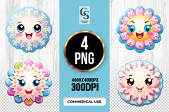 Cute Sun Snowflake Cartoon Faces Clipart Sublimation PNG Product Image 1