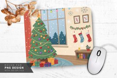 Cheerful Christmas Room with Snowy View Mouse Pad PNG Design Product Image 1