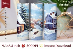 Winter Snow Tumbler Wrap Design, Christmas Tumbler Template Product Image 1