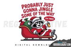 Funny Christmas Raccoon PNG, Retro Holiday Sublimation PNG Product Image 1