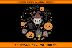 Cute Ghost Pumpkin and Cat Halloween PNG Design Product Image 1