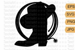 Cowboy boots silhouette Rodeo, Cowboy Lasso cut svg, png Product Image 1