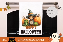 Cartoon Halloween Frog Towel Design, Happy Halloween PNG Product Image 1