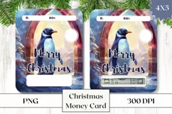 Penguin Money Card Design, Christmas Money Card Design Product Image 1
