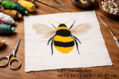 Bee cross stitch embroidery pattern 10 inch needlework digit Product Image 1