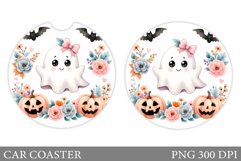 Cute Ghost Car Coaster. Cute Halloween Car Coaster Product Image 1