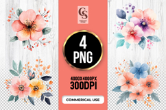Floral Watercolor Clipart PNG Product Image 1