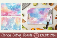 Watercolor Pastel Clouds Cutting Boards sublimation Design Product Image 1