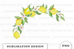 Watercolor Lemons Wreath png Product Image 1