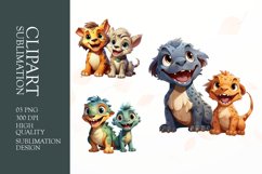 Watercolor animal and mother clipart sublimation png Product Image 1