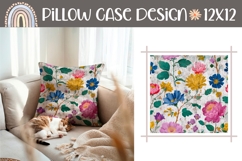 Art Flowers Pillow Design, Vintage Pillow Case Sublimation Product Image 1