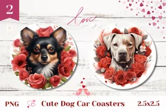 Valentine Dog Car Coaster Designs, Floral Dog Car Coasters Product Image 1