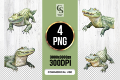 Watercolor Alligator Clipart Sublimation PNG Product Image 1