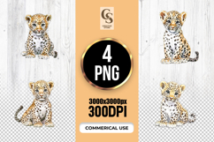 Cute Leopard Cub Illustration Clipart Sublimation PNG Product Image 1