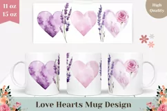Love Mug Wrap Design, Purple Love Hearts Mug PNG Product Image 1