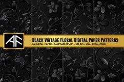 Black Floral Digital Paper Patterns Product Image 1