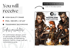 Wasteland Punk Character Clipart, Post-Apocalyptic PNG Product Image 2