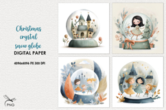 Christmas crystal snow globe digital paper, background clipa Product Image 1