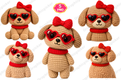 Faux Yarn Crochet Valentine Dog PNG, Valentine Dog PNG, love Product Image 1