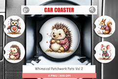 Whimsical Patchwork Pets Car Coaster Product Image 1