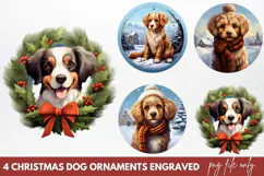 Christmas Dog Ornaments Engraved Clipart PNG Product Image 1