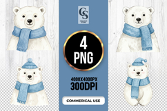 Winter Polar Bear Clipart Sublimation PNG Product Image 1