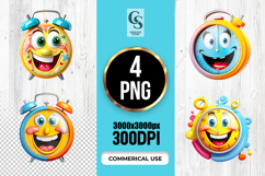 Cute Alarm Clock Characters Clipart Sublimation PNG Product Image 1