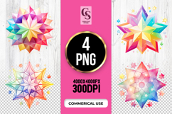 Geometric Rainbow Star Clipart Sublimation PNG Product Image 1