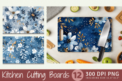 Winter Glitter Flowers Cutting Boards sublimation Design Product Image 1