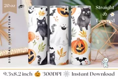 Cartoon Halloween Tumbler Design, Watercolor Halloween Print Product Image 1