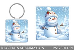 Cute Snowman Keychain Design. Christmas Keychain Sublimation Product Image 1