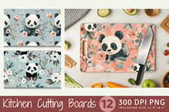 Floral Baby Panda Cutting Boards sublimation Design Product Image 1