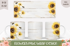 Sunflowers Mug Wrap Design, Flowers Mug Template Product Image 1