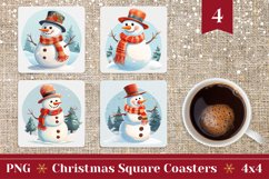 Christmas Square Coaster, Christmas Snowman Sublimation Product Image 1