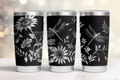 20oz Tumbler laser svg wrap|Wildflowers and Dragonflies Product Image 1