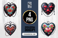 Vintage Floral Heart Locket Clipart PNG Product Image 1