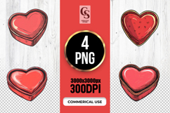 Red Heart Chocolate Box Clipart Sublimation PNG Product Image 1