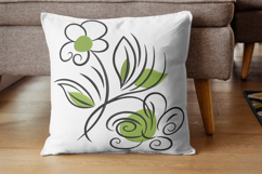 Floral Outline Green Accent Embroidery Design File Product Image 1