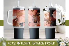 Cartoon Flowers Tumbler Design, Boho Flowers 40 Oz Tumbler Product Image 1