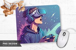 Virtual Reality Gamer with Dynamic Mouse Pad PNG Design Product Image 1
