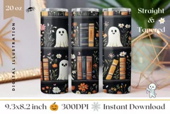 Embroidery Halloween Tumbler Wrap, Funny Ghosts Tumbler Product Image 1