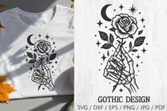 Skeleton Hand Rose SVG Cut File | Halloween PNG Clipart Product Image 1
