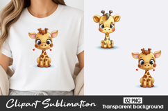 Cute Baby Giraffe Watercolor Clipart PNG Product Image 1