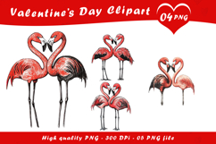 Valentine Flamingo Couple Heart Clipart PNG Product Image 1