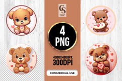 Teddy Bear With Heart Cookie Clipart Sublimation PNG Product Image 1